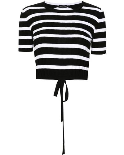 Roberto Collina Open-back Striped Knitted Top - ブラック