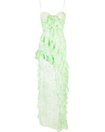 Alessandra Rich Asymmetric-hem Strapless Dress - Green