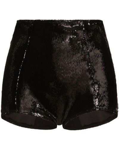 Dolce & Gabbana High-waisted Sequinned Shorts - Black