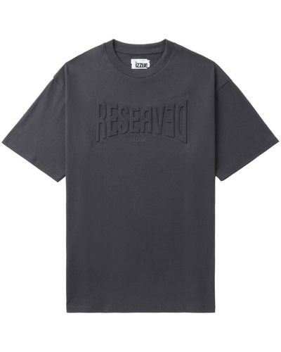 Izzue Debossed-slogan Cotton T-shirt - Black