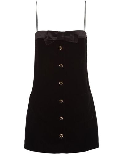 Miu Miu Bow-embellished Velvet Minidress - Black