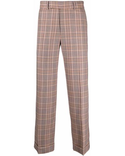 PT01 Check-print Pressed-crease Tailored Trousers - Pink