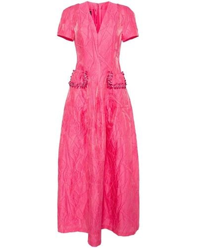 Talbot Runhof Pomona Mikado-jacquard Maxi Dress - Pink