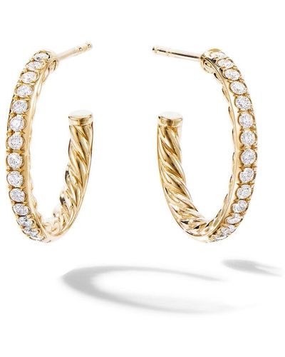 David Yurman 18kt Yellow Gold Pavé Diamond Hoop Earrings - Metallic