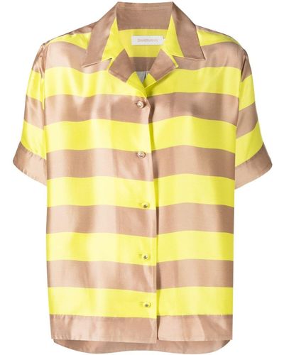 Zimmermann Wonderland Striped Silk Shirt - Yellow