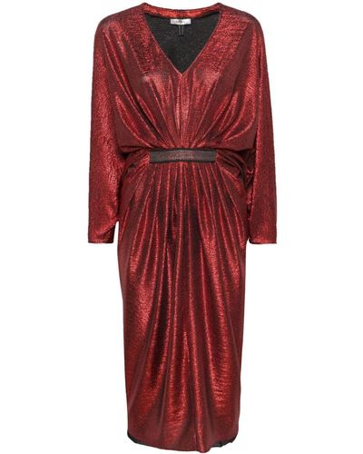 Nissa Robe plissée mi-longue à paillettes - Rouge