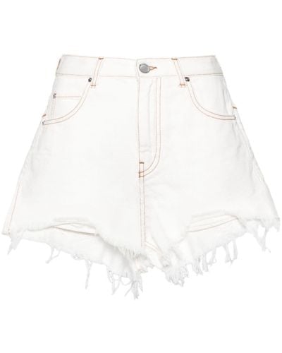 Pinko Pantalones vaqueros cortos Honey con flecos - Blanco