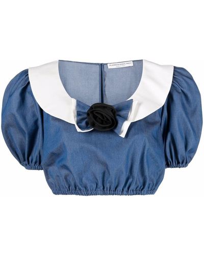 Alessandra Rich Cropped Blouse - Blauw