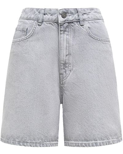 12 STOREEZ Hoch sitzende Shorts mit Logo-Patch - Grau