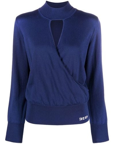 Elisabetta Franchi High-neck Knit Sweater - Blue