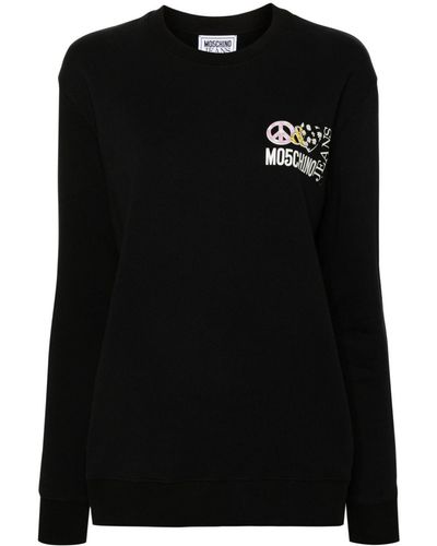Moschino Jeans Katoenen Sweater Met Logoprint - Zwart