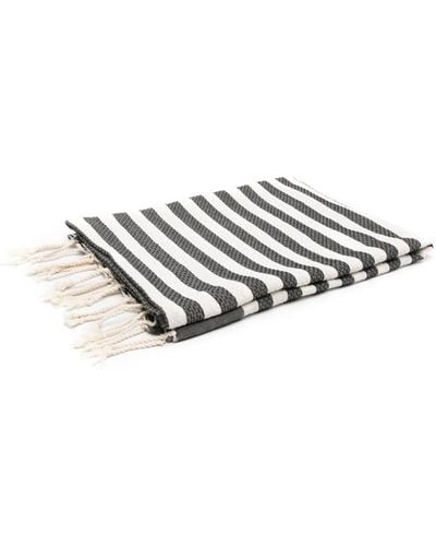 Mc2 Saint Barth Fringed striped beach towel - Blanc