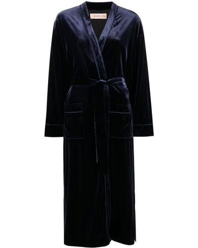 Blanca Vita Velvet-effect Tie-waist Coat - Black