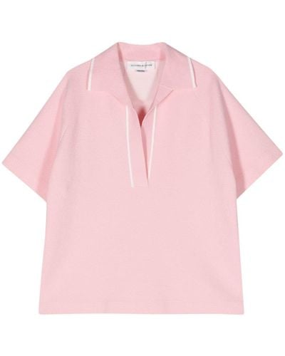 Victoria Beckham Bouclé Short-sleeve Polo Shirt - Pink