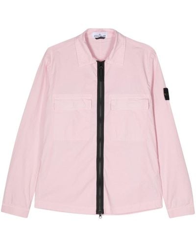 Stone Island Hemdjacke mit Kompass-Patch - Pink