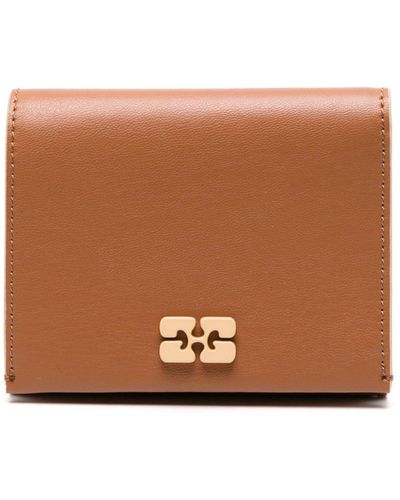 Ganni Tri-fold Leather Walltet - Brown