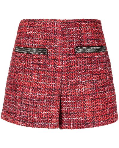 Maje Chain-link Trim Tweed Shorts - Red