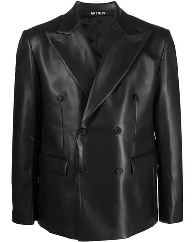 MISBHV Double-breasted Leather-effect Jacket - Black