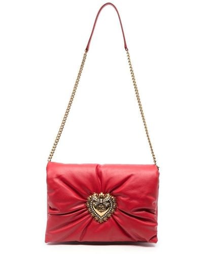 Dolce & Gabbana Borsa a spalla con placca logo - Rosso