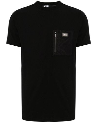 Karl Lagerfeld Camiseta con placa del logo - Negro