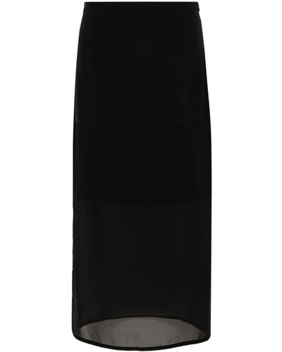 Sportmax Semi-sheer Panel Midi Skirt - Black