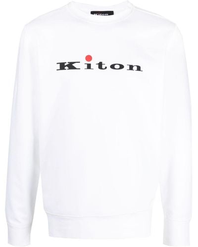 Kiton Logo-print Cotton Sweatshirt - White