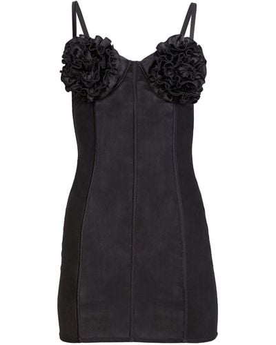 Fleur du Mal Rose Cup Stretch-silk Minidress - Black