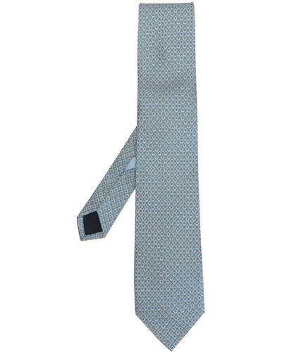Ferragamo Cravate à motif Gancini - Bleu