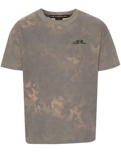 ANDERSSON BELL Waffelstrick-T-Shirt mit Camouflage-Print - Grau