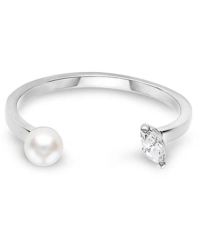 Delfina Delettrez Anillo Dots en oro blanco de 18kt con diamantes y perlas