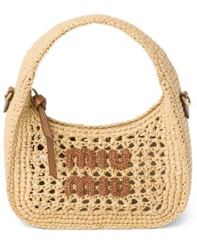 Miu Miu Wander Crochet-knit Shoulder Bag - Metallic