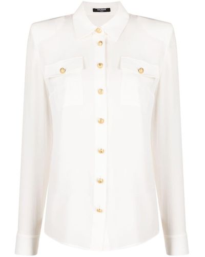 Balmain シルククレープシャツ - ホワイト