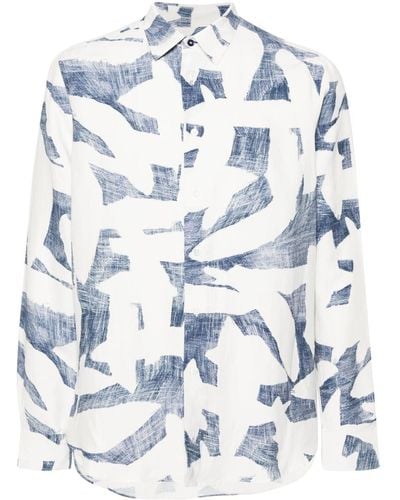 Paul Smith Abstract Cutout-print Long-sleeve Shirt - Blue