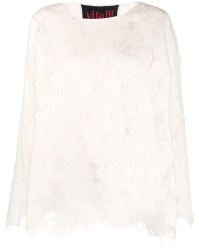 VITELLI Open-knit Detail Sweater - White