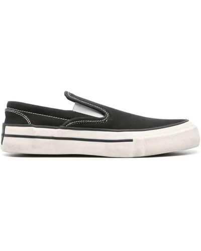Rhude Washed Canvas Slip On Trainer Shoes - White