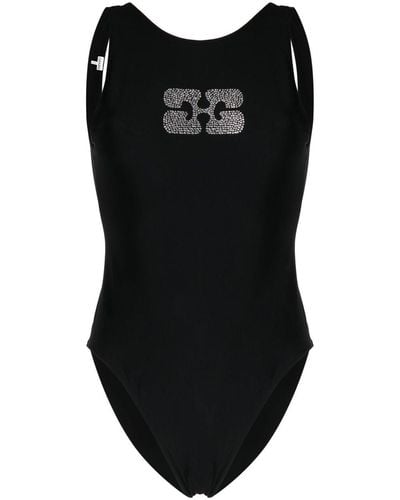 Ganni Diamanté Embellished Swimsuit - Black