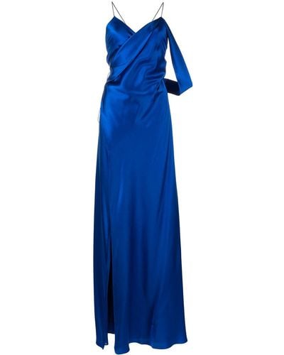 Michelle Mason Vestido con cuello en V - Azul