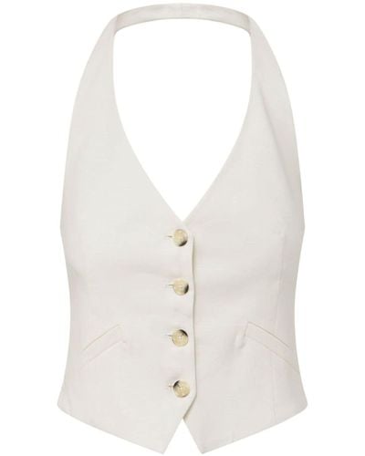 Veronica Beard Open-back Button-up Waistcoat - White