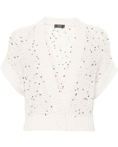 Peserico Cardigan con paillettes - Bianco