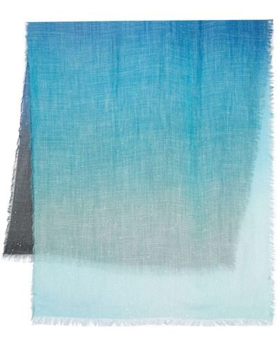 Faliero Sarti Ausgefranster Schal mit Ombré-Effekt - Blau