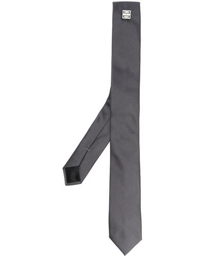 Givenchy Logo-plaque Silk Tie - Grey
