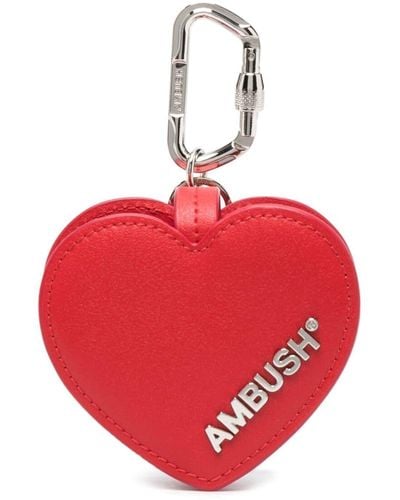 Ambush Étui d'airpods en cuir à design cœur - Rouge