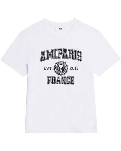 Ami Paris Weißes Paris Frankreich T -Shirt
