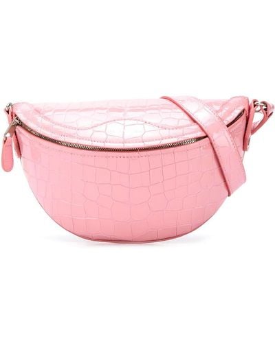 Balenciaga クロコエンボス ベルトバッグ - ピンク