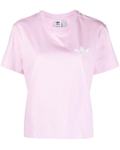 adidas T-shirt en coton à logo imprimé - Rose