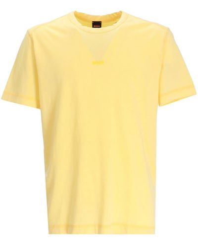 BOSS Logo-print Crew-neck T-shirt - Yellow