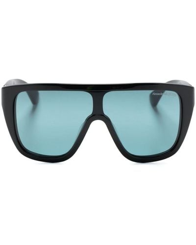 Alexander McQueen Shield-Sonnenbrille mit Totenkopf-Detail - Blau