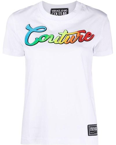 Versace T-Shirt mit Logo-Stickerei - Weiß