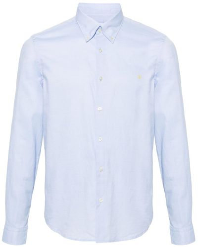 Manuel Ritz Logo-embroidered Cotton Shirt - Blue