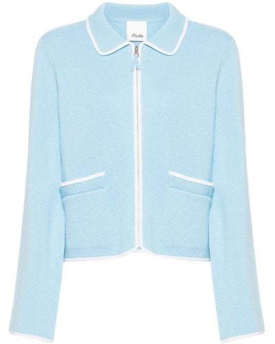 Allude Zip-up Knitted Jacket - Blue